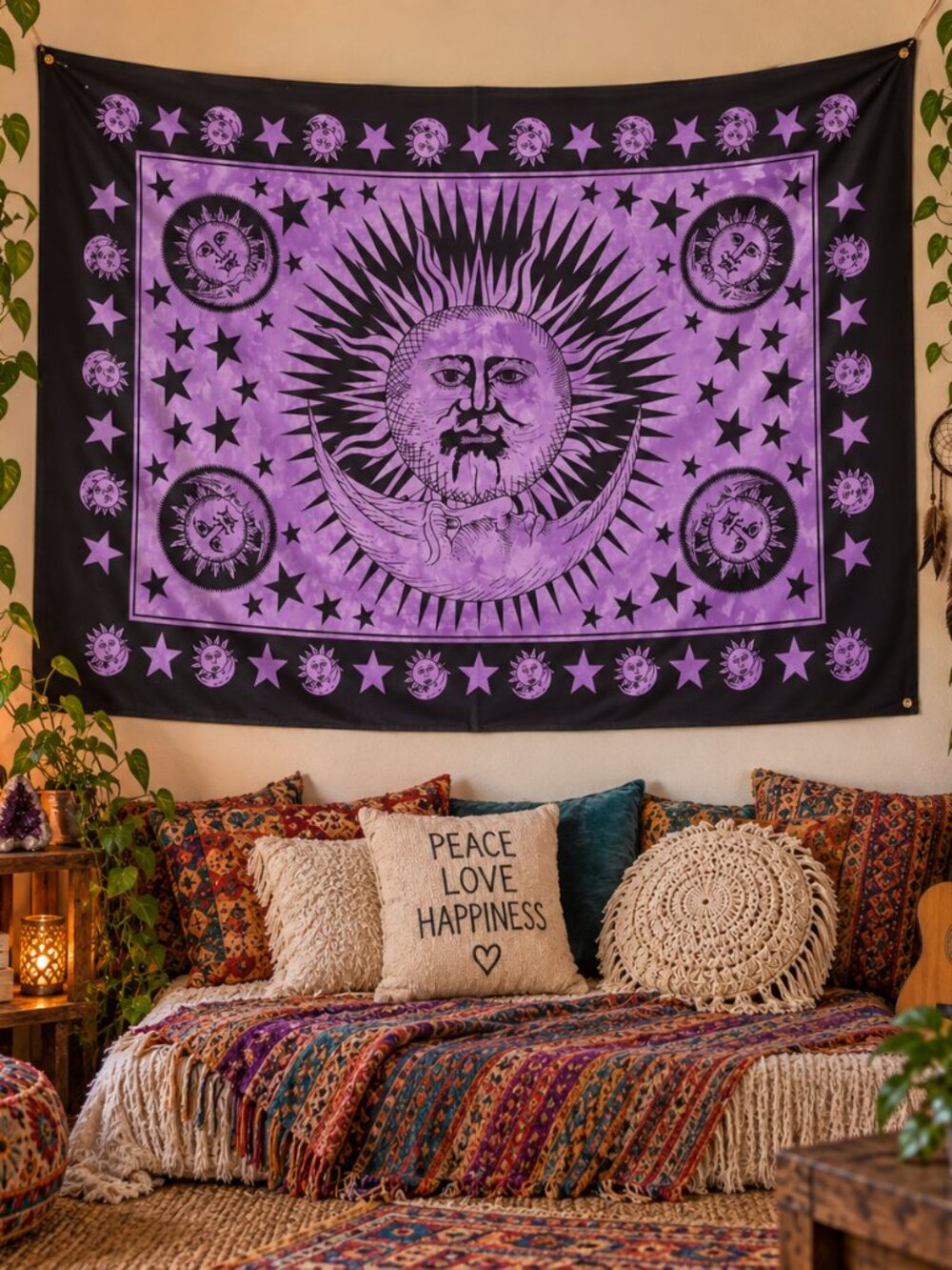 NWT Cotton Purple/Black Celestial Tapestry